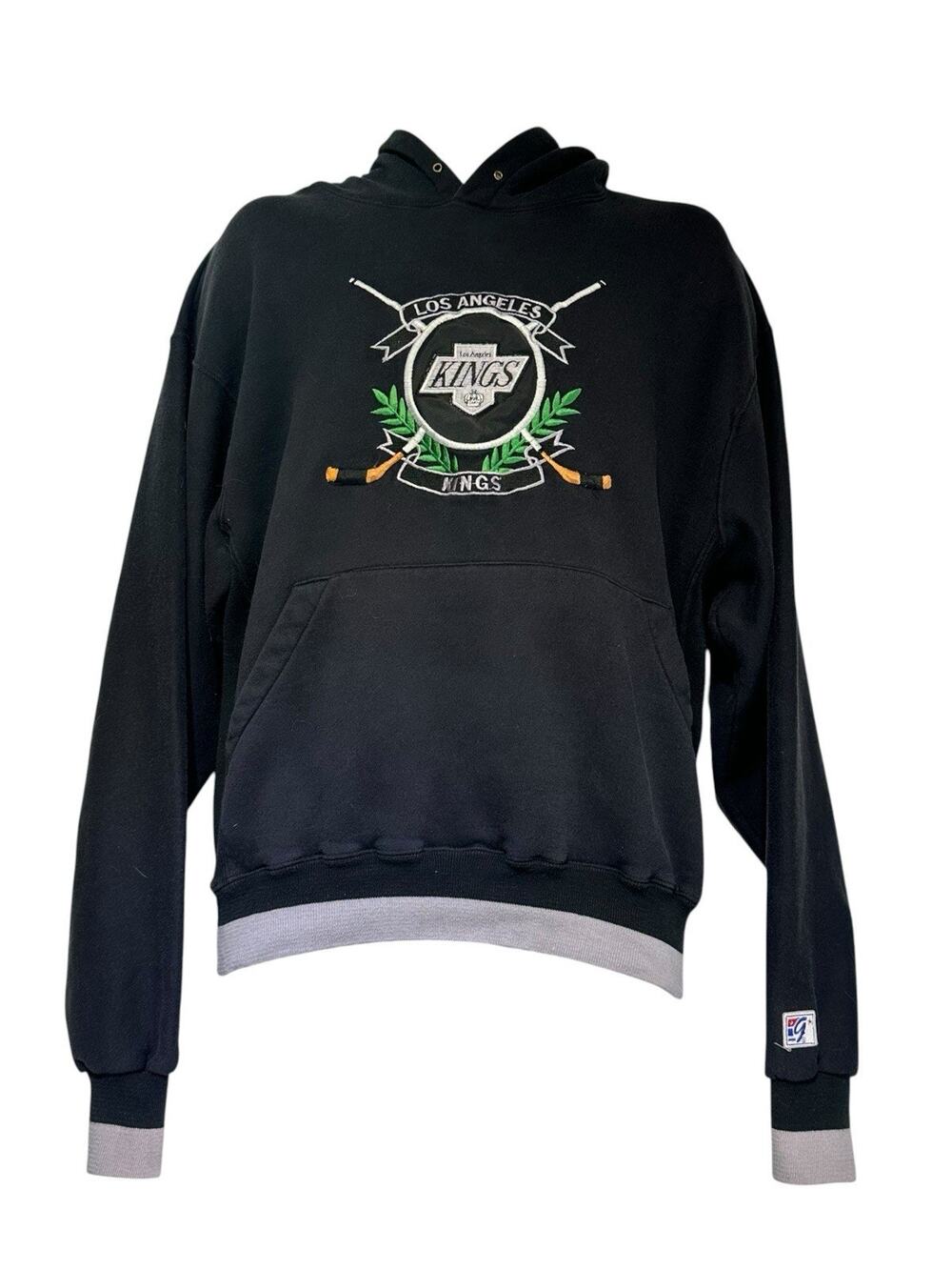 Los Angeles Kings Vintage Black Embroidered NHL Hockey Pullover Hoodie Size XL